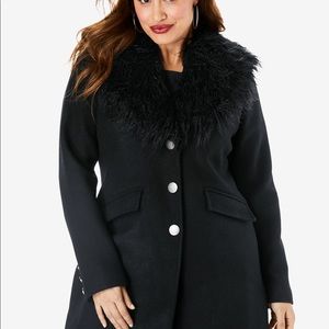 ROAMAN’S NWOT WOOL BLEND DETACHABLE TRIM COAT 30W